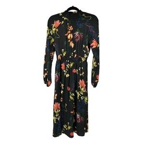 A New Day Black Bright Floral Mock‎ Neck Long Sleeve Dress